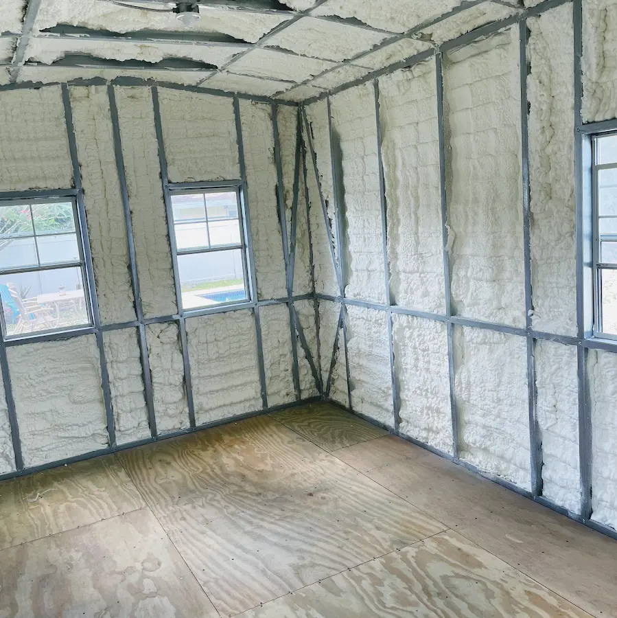 Closed-cell spray foam insulation applied to wall cavities in a residential project in Carneys Point